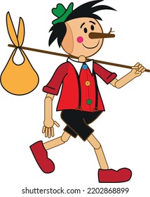 Vector illustration from the Pinocchio tale, for children books, covers and etc.