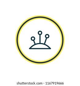 Vector illustration of pins icon line. Beautiful entertainment element also can be used as pincushion icon element.