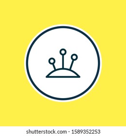 Vector illustration of pins icon line. Beautiful lifestyle element also can be used as pincushion icon element.