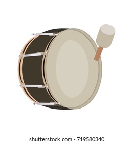 Vector illustration of pipe band bass drum, musical instrument isolated on white background.