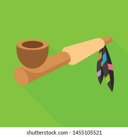 Vector illustration of pipe and indian icon. Collection of pipe and traditional vector icon for stock.