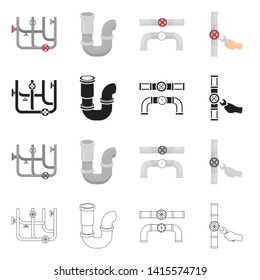 Vector illustration of pipe and plumbing icon. Collection of pipe and metal stock vector illustration.