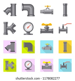 Vector illustration of pipe and tube icon. Collection of pipe and pipeline stock vector illustration.