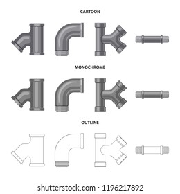 Vector illustration of pipe and tube icon. Set of pipe and pipeline vector icon for stock.
