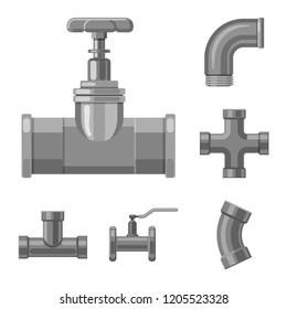 Vector illustration of pipe and tube icon. Collection of pipe and pipeline vector icon for stock.