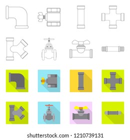 Vector illustration of pipe and tube icon. Collection of pipe and pipeline vector icon for stock.