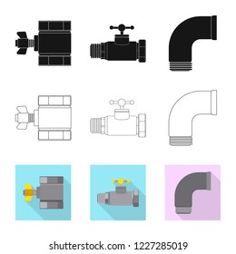 Vector illustration of pipe and tube icon. Set of pipe and pipeline stock symbol for web.