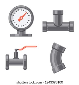 Vector illustration of pipe and tube icon. Set of pipe and pipeline stock vector illustration.