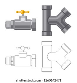 Vector illustration of pipe and tube icon. Set of pipe and pipeline stock symbol for web.