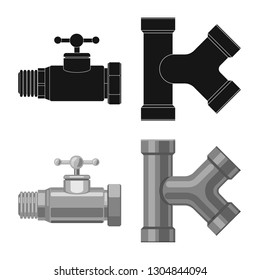 Vector illustration of pipe and tube icon. Set of pipe and pipeline stock symbol for web.