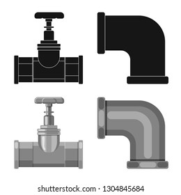 Vector illustration of pipe and tube icon. Set of pipe and pipeline vector icon for stock.