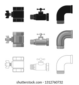 Vector illustration of pipe and tube icon. Set of pipe and pipeline vector icon for stock.