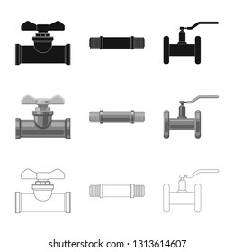 Vector illustration of pipe and tube icon. Set of pipe and pipeline stock symbol for web.