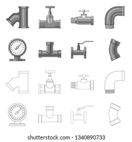 Vector illustration of pipe and tube icon. Set of pipe and pipeline vector icon for stock.