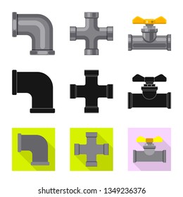 Vector illustration of pipe and tube icon. Set of pipe and pipeline stock symbol for web.