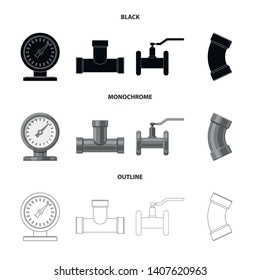Vector illustration of pipe and tube icon. Collection of pipe and pipeline stock symbol for web.