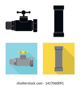 Vector illustration of pipe and tube icon. Collection of pipe and pipeline stock symbol for web.