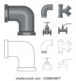 Vector illustration of pipe and tube icon. Set of pipe and pipeline stock symbol for web.