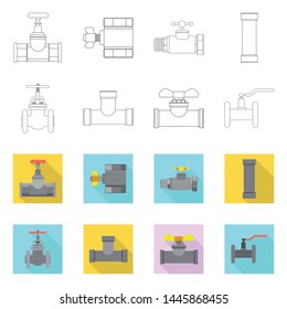 Vector illustration of pipe and tube icon. Set of pipe and pipeline vector icon for stock.