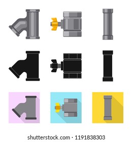 Vector illustration of pipe and tube logo. Collection of pipe and pipeline stock vector illustration.