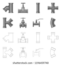 Vector illustration of pipe and tube logo. Collection of pipe and pipeline stock vector illustration.