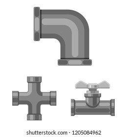 Vector illustration of pipe and tube logo. Collection of pipe and pipeline stock symbol for web.