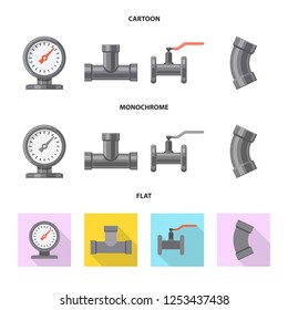 Vector illustration of pipe and tube logo. Collection of pipe and pipeline stock symbol for web.