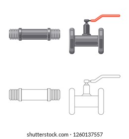 Vector illustration of pipe and tube logo. Set of pipe and pipeline vector icon for stock.