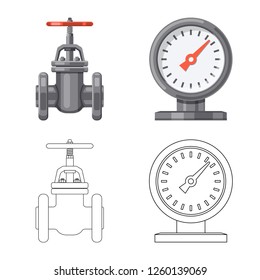 Vector illustration of pipe and tube logo. Set of pipe and pipeline vector icon for stock.