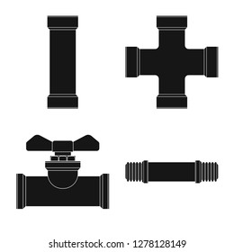 Vector illustration of pipe and tube logo. Collection of pipe and pipeline stock symbol for web.