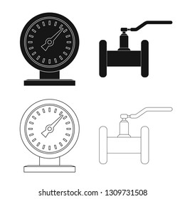 Vector illustration of pipe and tube logo. Collection of pipe and pipeline stock symbol for web.