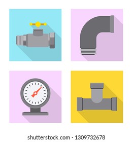 Vector illustration of pipe and tube logo. Collection of pipe and pipeline stock symbol for web.