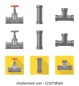 Vector illustration of pipe and tube sign. Set of pipe and pipeline stock symbol for web.