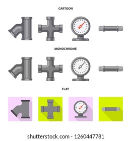 Vector illustration of pipe and tube sign. Set of pipe and pipeline stock vector illustration.
