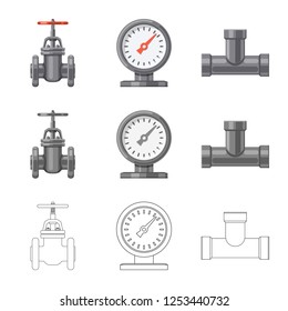 Vector illustration of pipe and tube symbol. Set of pipe and pipeline stock vector illustration.