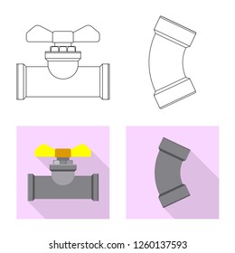 Vector illustration of pipe and tube symbol. Set of pipe and pipeline stock vector illustration.