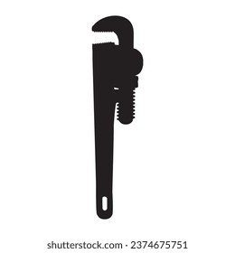 Vector Illustration of Pipe Wrench Silhouette