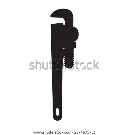 Vector Illustration of Pipe Wrench Silhouette