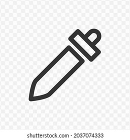 Vector illustration of pipette icon in dark color and transparent background(png).