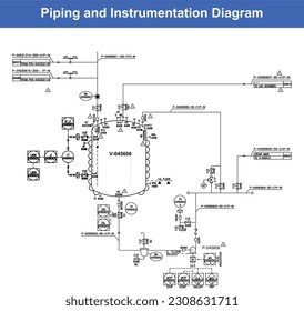 Vector Illustration for Piping and Instrumentation Diagram