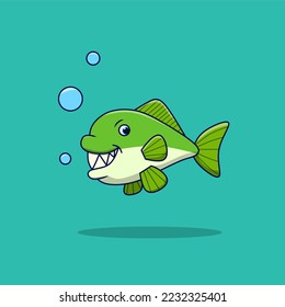 Vector illustration of a piranha cartoon 