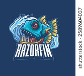 Vector Illustration of Piranha Fish with Detailed Vintage Illustration Available for Logo Badge