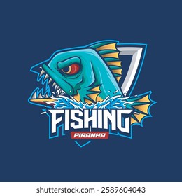 Vector Illustration of Piranha Fish with Detailed Vintage Illustration Available for Logo Badge