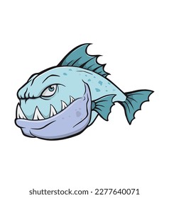 vector illustration of piranha in white background