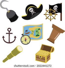 Vector illustration - Pirate draw elements vector - Pirate object.