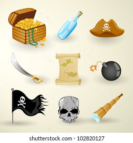 Vector illustration of pirate elements