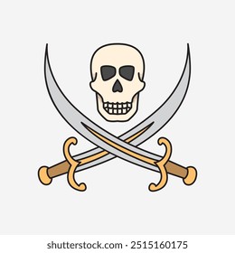 Ilustração vetorial Pirate Flag. Design vetorial Bandeira Pirata. Pirate Flag Vetor Cartoon design ilustração e ícone para site, digital e impressão