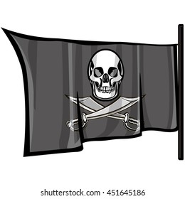 Vector illustration of pirate flag. Jolly Roger. Swords and Skull and Flag.