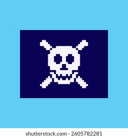 Vector Illustration of Pirate Flag with Pixel Art Design, perfect for game assets themed designs