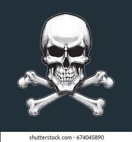 Vector Illustration Pirate Flag Sign Skull Stock Vector (Royalty Free ...